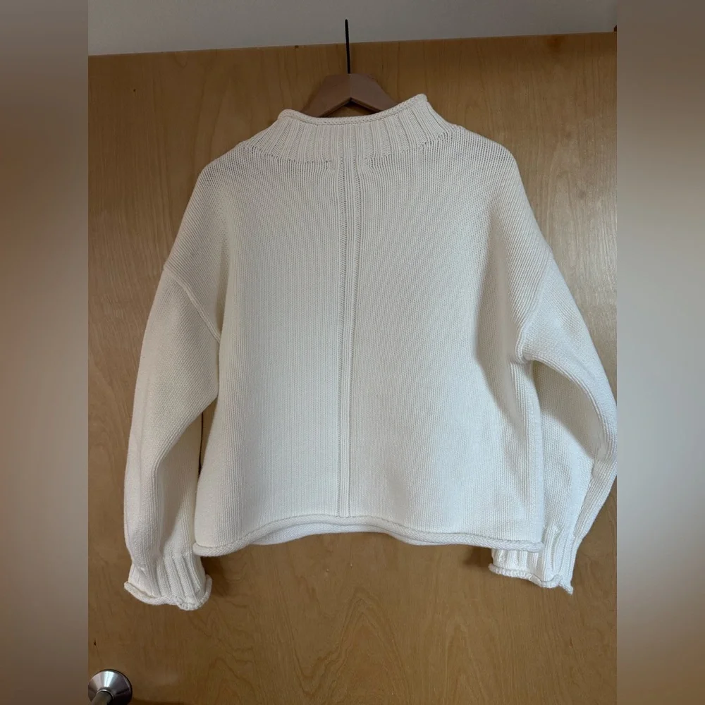 J. Crew 2025 Rollneck Sweater Ivory 100% Cotton - Picture 4 of 6